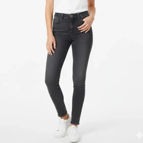 7 For All Mankind The High Waist Washed Black Women's Ankle Skinny Jeans Size 27 - Picture 1 of 12